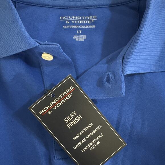 Roundtree & Yorke Size XLT Silky Finish Collection Tall Man Shirt NWT Blue - Picture 3 of 6